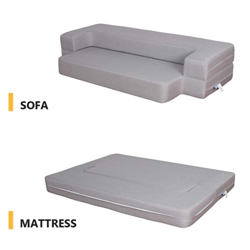 Folding Bed Couch Light Gray Queen
